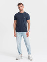 Ombre Clothing Tmavomodré pánske tričko s vreckom Ombre Clothing