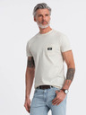 Ombre Clothing Krémové pánske tričko s vreckom Ombre Clothing