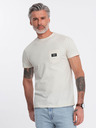 Ombre Clothing Krémové pánske tričko s vreckom Ombre Clothing