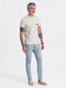 Ombre Clothing Krémové pánske tričko s vreckom Ombre Clothing