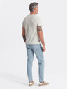 Ombre Clothing Krémové pánske tričko s vreckom Ombre Clothing