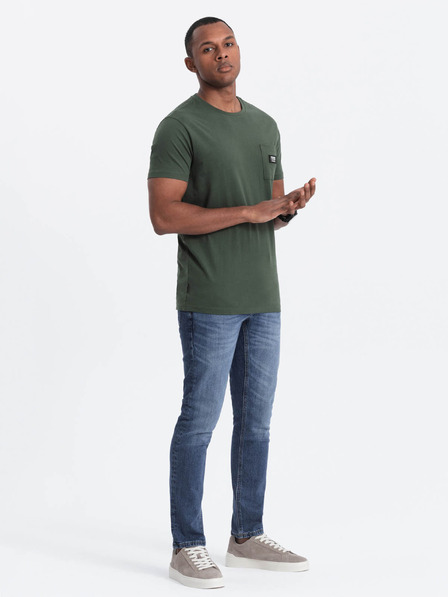 Ombre Clothing Zelené pánske tričko s vreckom Ombre Clothing