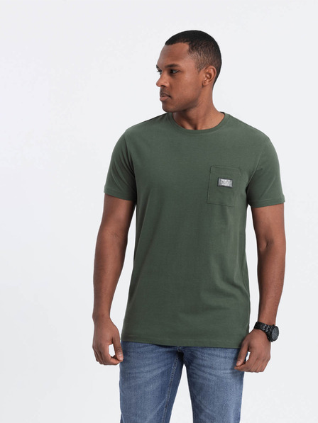 Ombre Clothing Zelené pánske tričko s vreckom Ombre Clothing