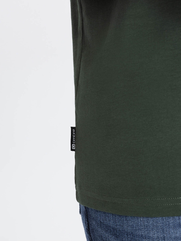 Ombre Clothing Zelené pánske tričko s vreckom Ombre Clothing