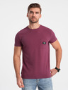 Ombre Clothing Tmavoružové pánske tričko s vreckom Ombre Oblečenie