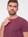 Ombre Clothing Tmavoružové pánske tričko s vreckom Ombre Oblečenie