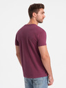 Ombre Clothing Tmavoružové pánske tričko s vreckom Ombre Oblečenie