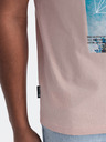 Ombre Clothing Ružové pánske tričko s potlačou California Ombre Oblečenie