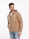Ombre Clothing Hnedá pánska základná mikina na zips s kapucňou Ombre Clothing