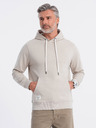 Ombre Clothing Béžová pánska klokanka s kapucňou Ombre Oblečenie