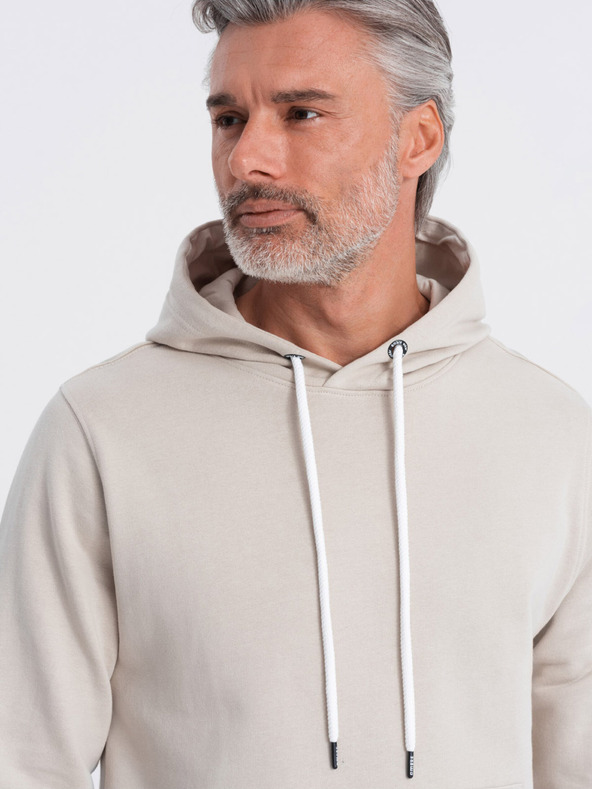 Ombre Clothing Béžová pánska klokanka s kapucňou Ombre Oblečenie