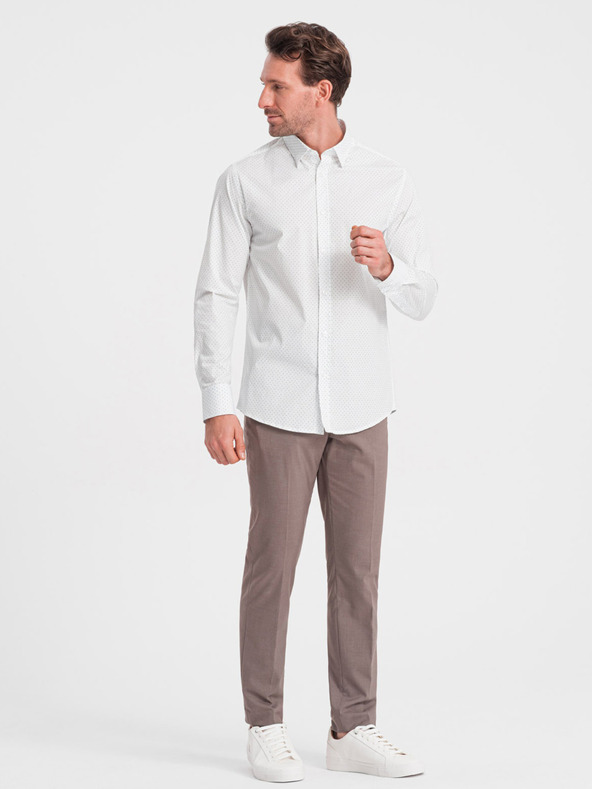 Ombre Clothing Biela pánska bavlnená košeľa Ombre Clothing