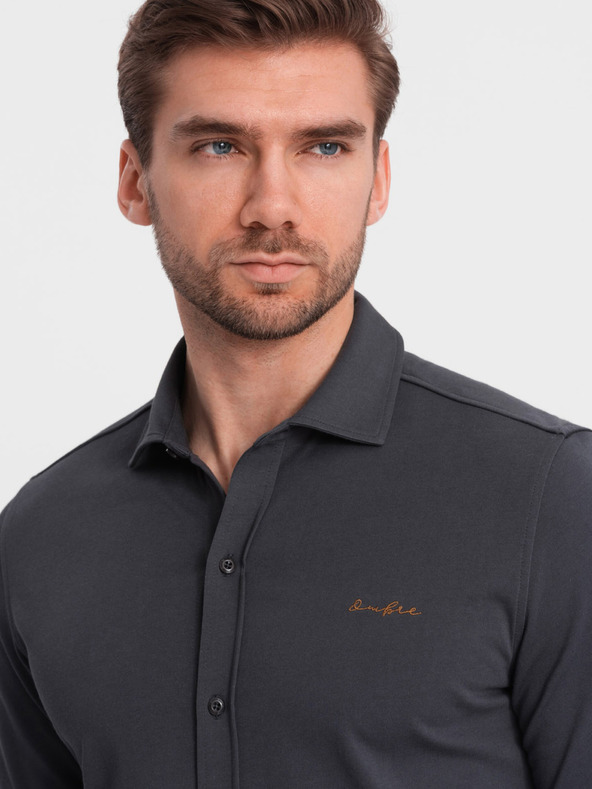 Ombre Clothing Šedá pánska džersejová košeľa Ombre Clothing