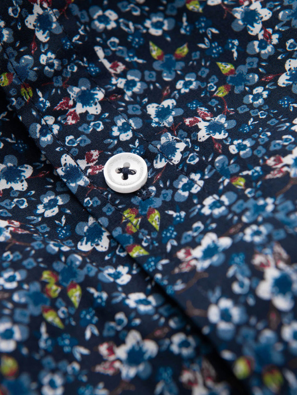 Ombre Clothing Modrá pánska vzorovaná slim fit košeľa Ombre Clothing