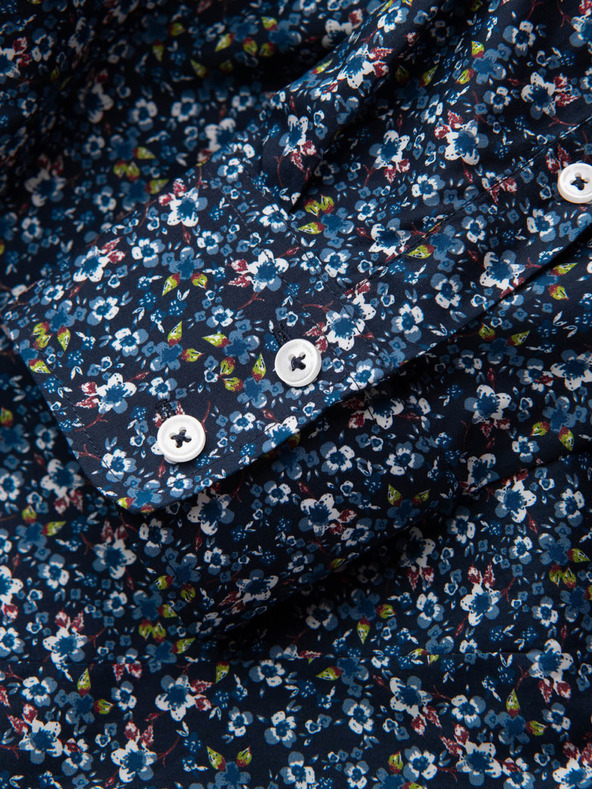 Ombre Clothing Modrá pánska vzorovaná slim fit košeľa Ombre Clothing