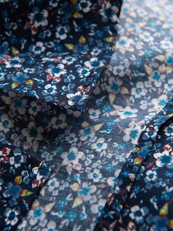 Ombre Clothing Modrá pánska vzorovaná slim fit košeľa Ombre Clothing