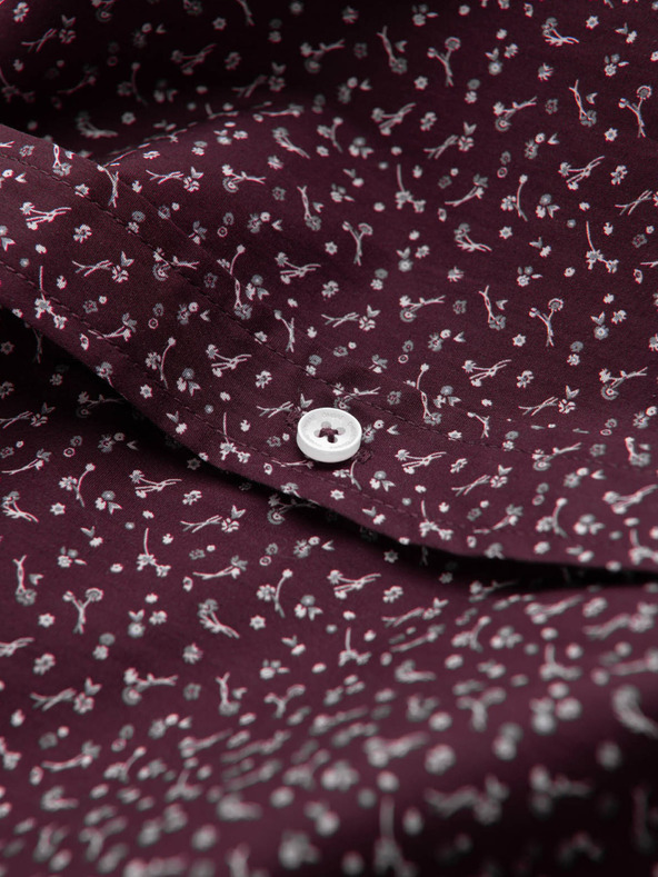 Ombre Clothing Vínová vzorovaná pánska slim fit košeľa Ombre Clothing