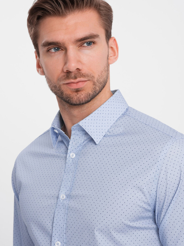 Ombre Clothing Svetlomodrá pánska bavlnená košeľa Ombre Clothing