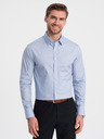 Ombre Clothing Svetlomodrá pánska bavlnená košeľa Ombre Clothing