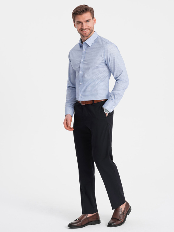 Ombre Clothing Svetlomodrá pánska bavlnená košeľa Ombre Clothing