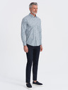 Ombre Clothing Modrá pánska vzorovaná slim fit košeľa Ombre Clothing