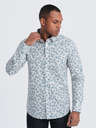 Ombre Clothing Šedá pánska vzorovaná košeľa Ombre Clothing