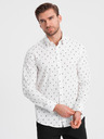 Ombre Clothing Biela vzorovaná pánska košeľa slim fit Ombre Clothing