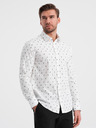 Ombre Clothing Biela vzorovaná pánska košeľa slim fit Ombre Clothing