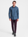 Ombre Clothing Modrá pánska vzorovaná slim fit košeľa Ombre Clothing