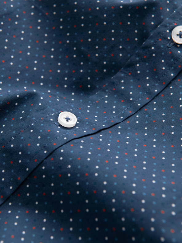 Ombre Clothing Modrá pánska vzorovaná slim fit košeľa Ombre Clothing