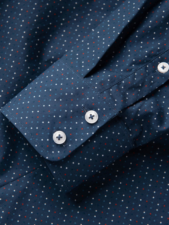 Ombre Clothing Modrá pánska vzorovaná slim fit košeľa Ombre Clothing