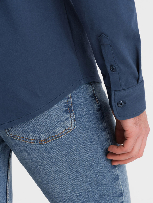 Ombre Clothing Modrá pánska džersejová košeľa Ombre Clothing