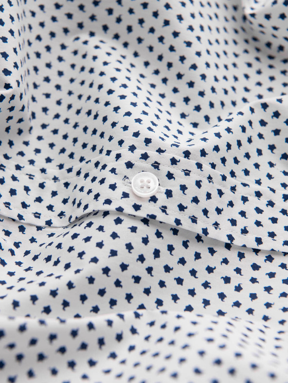 Ombre Clothing Biela vzorovaná pánska košeľa slim fit Ombre Clothing