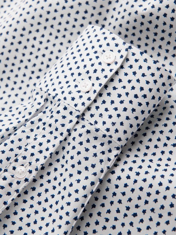 Ombre Clothing Biela vzorovaná pánska košeľa slim fit Ombre Clothing