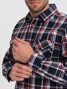 Ombre Clothing Modrá pánska flanelová košeľa Ombre Oblečenie