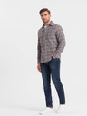 Ombre Clothing Modro-červená pánska kockovaná flanelová košeľa Ombre Clothing