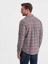 Ombre Clothing Modro-červená pánska kockovaná flanelová košeľa Ombre Clothing