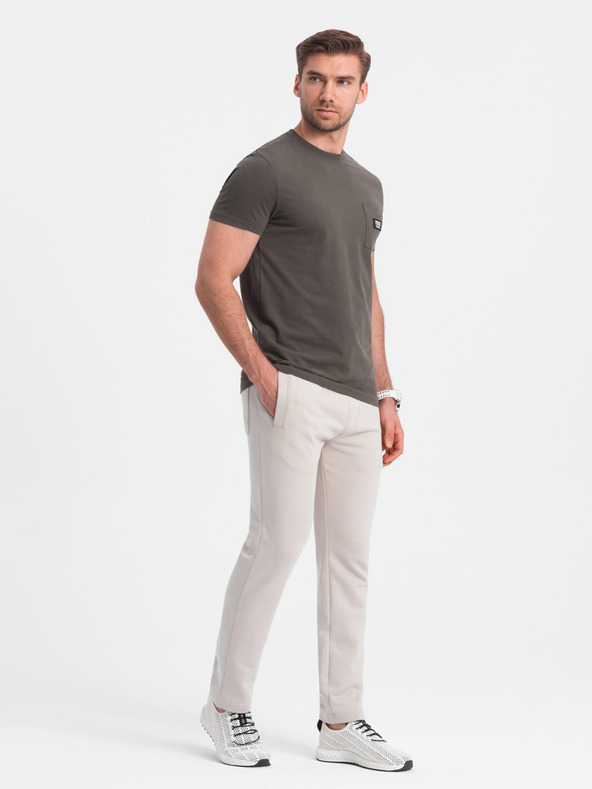 Ombre Clothing Béžové pánske tepláky Ombre Oblečenie
