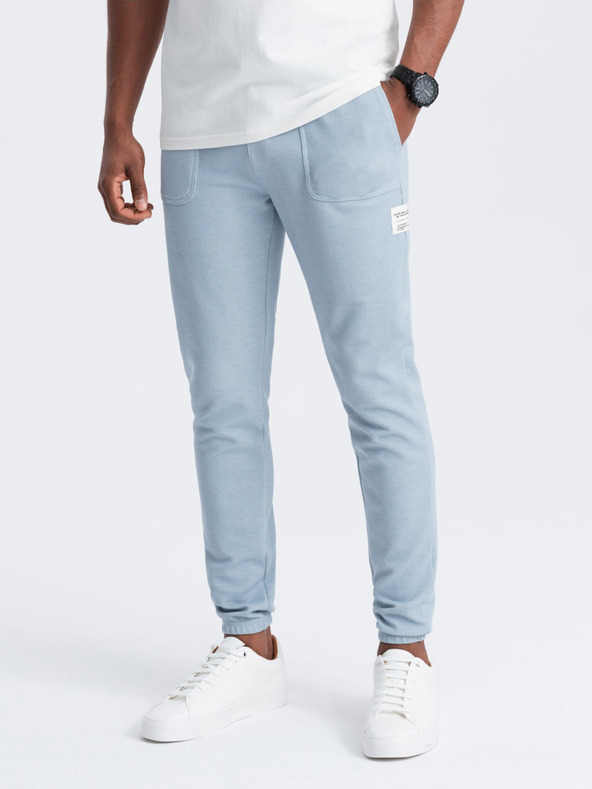Ombre Clothing Svetlomodré pánske tepláky Ombre oblečenie