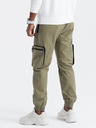Ombre Clothing Zelené pánske cargo jogger nohavice Ombre Oblečenie