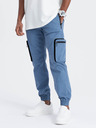 Ombre Clothing Modré pánske nohavice cargo jogger Ombre Oblečenie