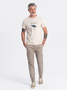 Ombre Clothing Béžové pánske cargo jogger nohavice Ombre Clothing