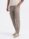 Ombre Clothing Béžové pánske cargo jogger nohavice Ombre Clothing
