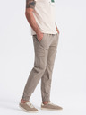 Ombre Clothing Béžové pánske cargo jogger nohavice Ombre Clothing