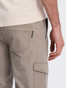 Ombre Clothing Béžové pánske cargo jogger nohavice Ombre Clothing