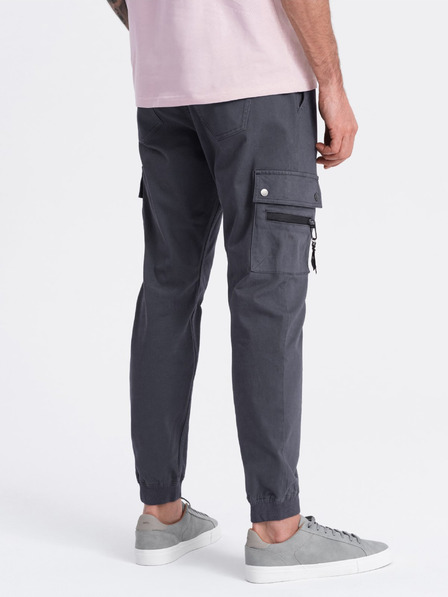 Ombre Clothing Tmavosivé pánske cargo jogger nohavice Ombre Clothing