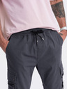 Ombre Clothing Tmavosivé pánske cargo jogger nohavice Ombre Clothing