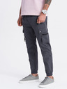 Ombre Clothing Tmavosivé pánske cargo jogger nohavice Ombre Clothing