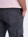 Ombre Clothing Tmavosivé pánske cargo jogger nohavice Ombre Clothing
