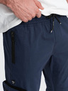 Ombre Clothing Tmavomodré pánske nohavice cargo jogger Ombre Clothing